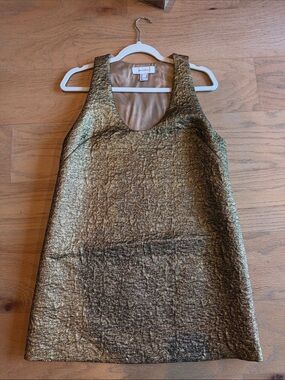H&M edition Metallic Gold Sleeveless Shift Dress M